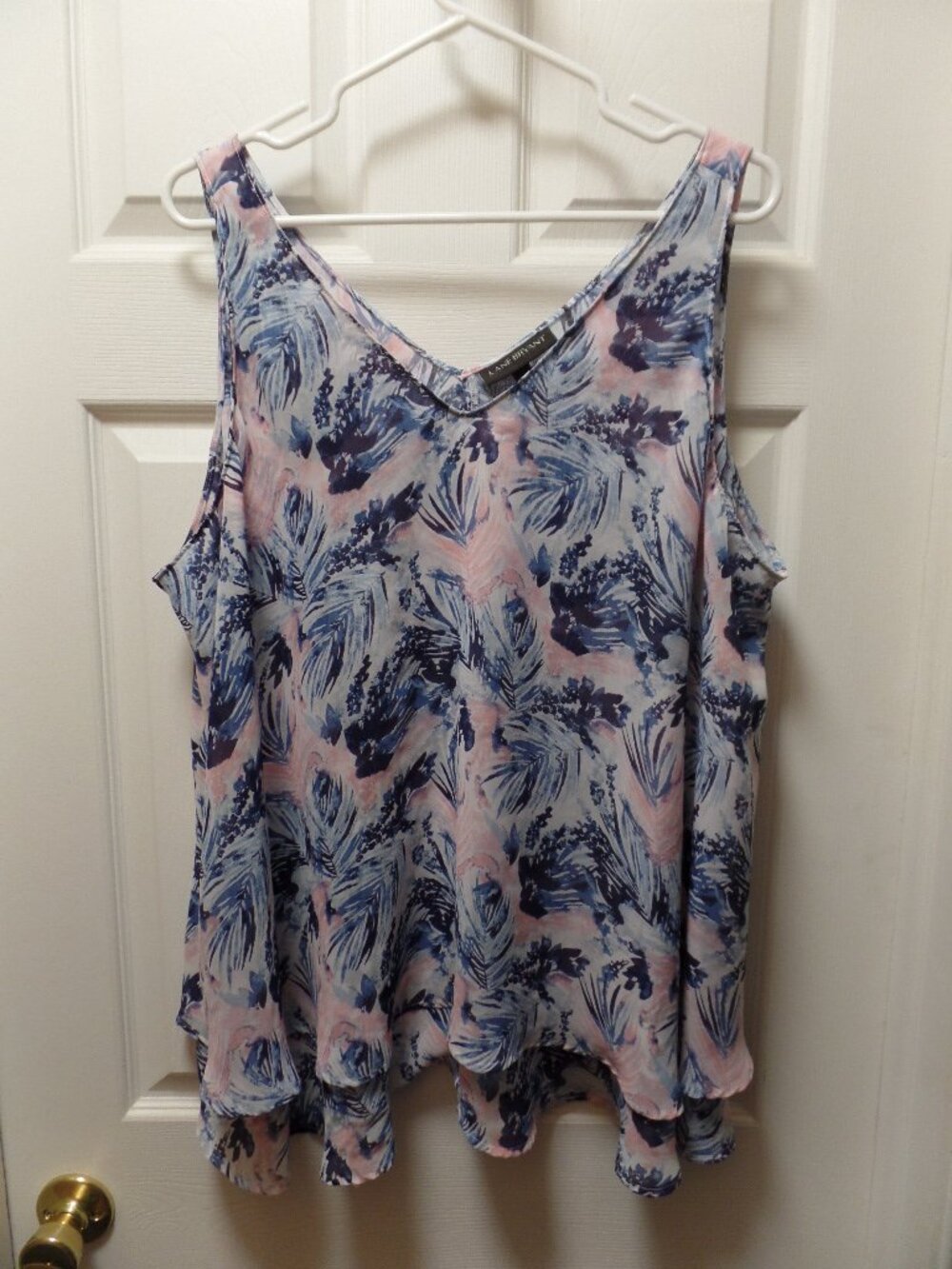 Lane Bryant 18 Double Layer Chiffon Swing Camisole Striped Sleeveless W Tank Top
